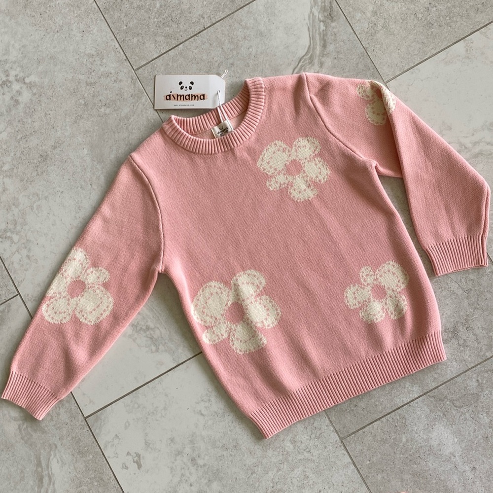 Aimama pink flower sweater
